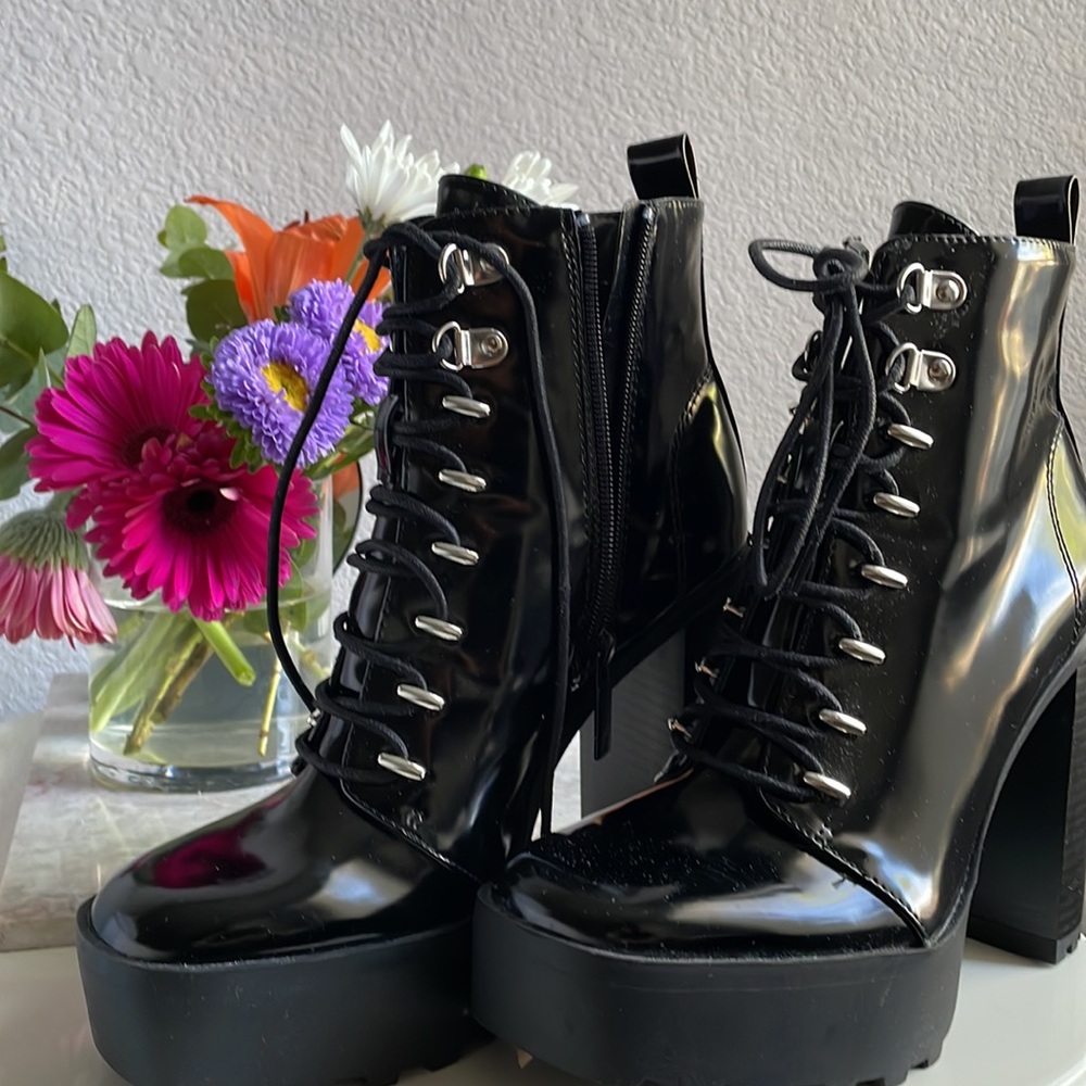 Zara Patent Leather Lugg Ankle Boot